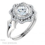 Round Cut Forever One Moissanite Engagement Ring #GTJ1062-round-fo-w 4 Round Cut Forever One Moissanite Engagement Ring #GTJ1062-round-fo-w