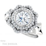 Round Cut Forever One Moissanite Engagement Ring #GTJ1062-round-fo-w 5 Round Cut Forever One Moissanite Engagement Ring #GTJ1062-round-fo-w