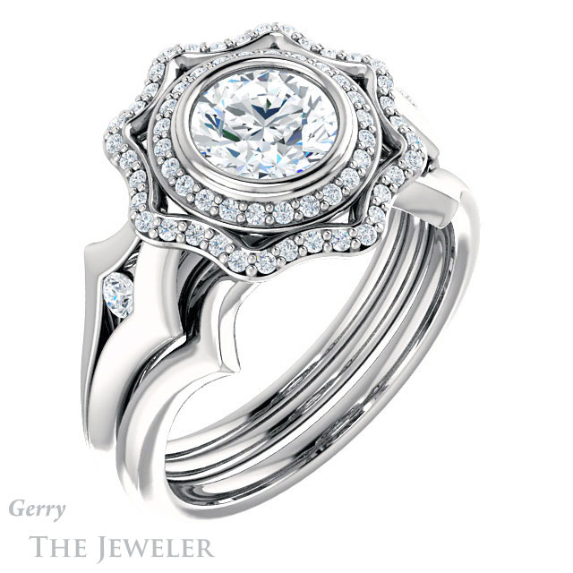 Round Cut Forever One Moissanite Engagement Ring #GTJ1062-round-fo-w 6 Round Cut Forever One Moissanite Engagement Ring #GTJ1062-round-fo-w