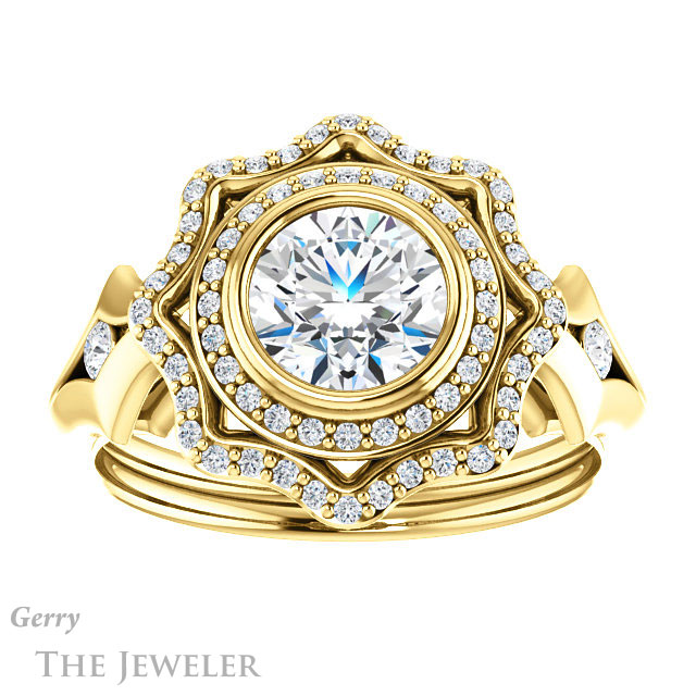 Round Cut Forever One Moissanite Engagement Ring #GTJ1062-round-fo-y 1 Round Cut Forever One Moissanite Engagement Ring #GTJ1062-round-fo-y