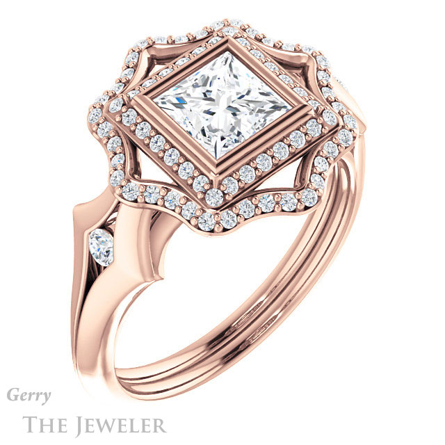Princess Cut Forever One Moissanite Engagement Ring #GTJ1062-square-fo-r