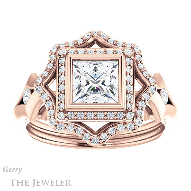 Princess Cut Forever One Moissanite Engagement Ring #GTJ1062-square-fo-r