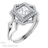 Princess Cut Forever One Moissanite Engagement Ring #GTJ1062-square-fo-w 4 Princess Cut Forever One Moissanite Engagement Ring #GTJ1062-square-fo-w