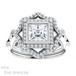 Princess Cut Forever One Moissanite Engagement Ring #GTJ1062-square-fo-w 1 Princess Cut Forever One Moissanite Engagement Ring #GTJ1062-square-fo-w