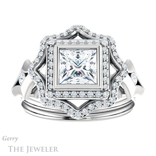 Princess Cut Forever One Moissanite Engagement Ring #GTJ1062-square-fo-w 1 Princess Cut Forever One Moissanite Engagement Ring #GTJ1062-square-fo-w
