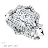 Princess Cut Forever One Moissanite Engagement Ring #GTJ1062-square-fo-w 5 Princess Cut Forever One Moissanite Engagement Ring #GTJ1062-square-fo-w