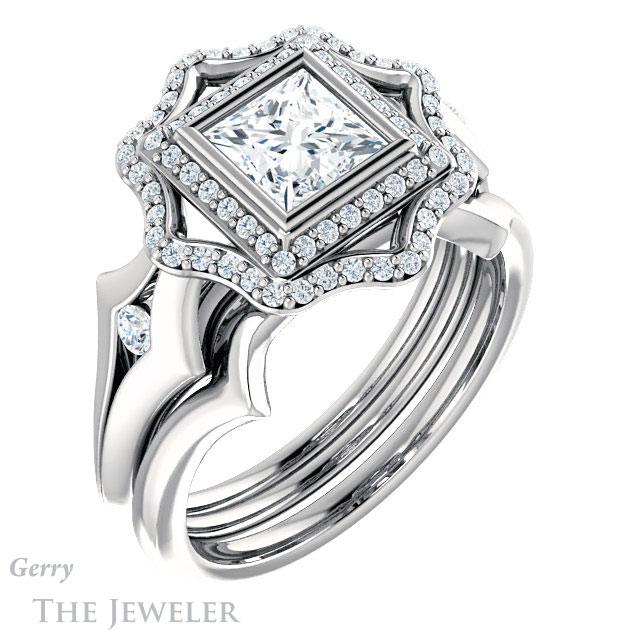 Princess Cut Forever One Moissanite Engagement Ring #GTJ1062-square-fo-w 6 Princess Cut Forever One Moissanite Engagement Ring #GTJ1062-square-fo-w