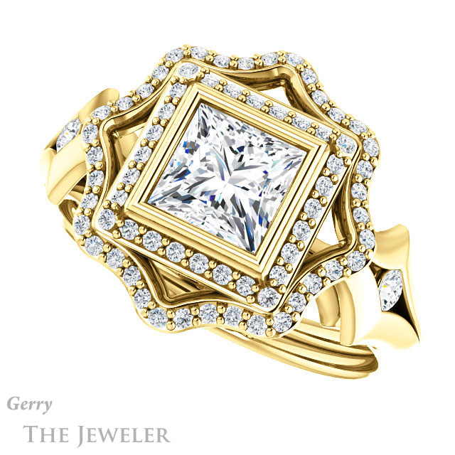 Princess Cut Forever One Moissanite Engagement Ring #GTJ1062-square-fo-y 5 Princess Cut Forever One Moissanite Engagement Ring #GTJ1062-square-fo-y