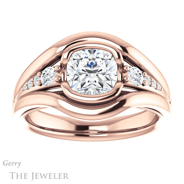 Cushion Cut Forever One Moissanite Engagement Ring #GTJ1063-cushion-fo-r