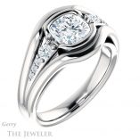 Cushion Cut Forever One Moissanite Engagement Ring #GTJ1063-cushion-fo-w 4 Cushion Cut Forever One Moissanite Engagement Ring #GTJ1063-cushion-fo-w