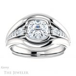 Cushion Cut Forever One Moissanite Engagement Ring #GTJ1063-cushion-fo-w 1 Cushion Cut Forever One Moissanite Engagement Ring #GTJ1063-cushion-fo-w