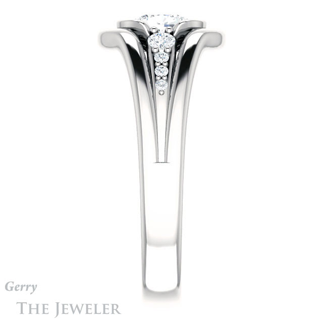 Cushion Cut Forever One Moissanite Engagement Ring #GTJ1063-cushion-fo-w 3 Cushion Cut Forever One Moissanite Engagement Ring #GTJ1063-cushion-fo-w