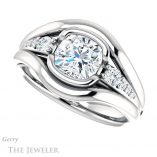 Cushion Cut Forever One Moissanite Engagement Ring #GTJ1063-cushion-fo-w 5 Cushion Cut Forever One Moissanite Engagement Ring #GTJ1063-cushion-fo-w