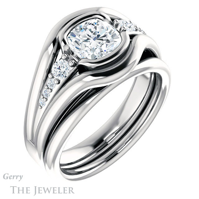 Cushion Cut Forever One Moissanite Engagement Ring #GTJ1063-cushion-fo-w 6 Cushion Cut Forever One Moissanite Engagement Ring #GTJ1063-cushion-fo-w