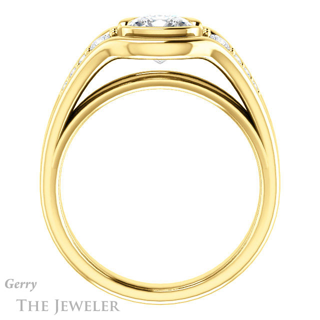 Cushion Cut Forever One Moissanite Engagement Ring #GTJ1063-cushion-fo-y