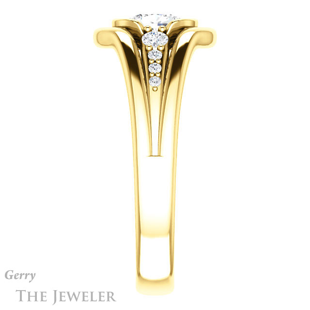 Cushion Cut Forever One Moissanite Engagement Ring #GTJ1063-cushion-fo-y