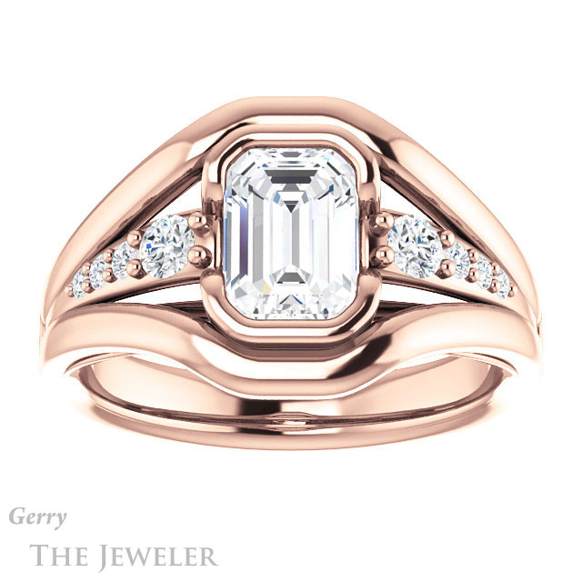 Emerald Cut Forever Brilliant Moissanite Engagement Ring #GTJ1063-emerald-fb-r