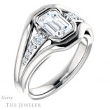 Emerald Cut Forever One Moissanite Engagement Ring #GTJ1063-emerald-fb-w 4 Emerald Cut Forever Brilliant Moissanite Engagement Ring #GTJ1063-emerald-fb-w