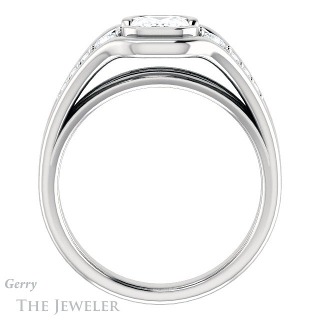 Emerald Cut Forever One Moissanite Engagement Ring #GTJ1063-emerald-fb-w 2 Emerald Cut Forever Brilliant Moissanite Engagement Ring #GTJ1063-emerald-fb-w