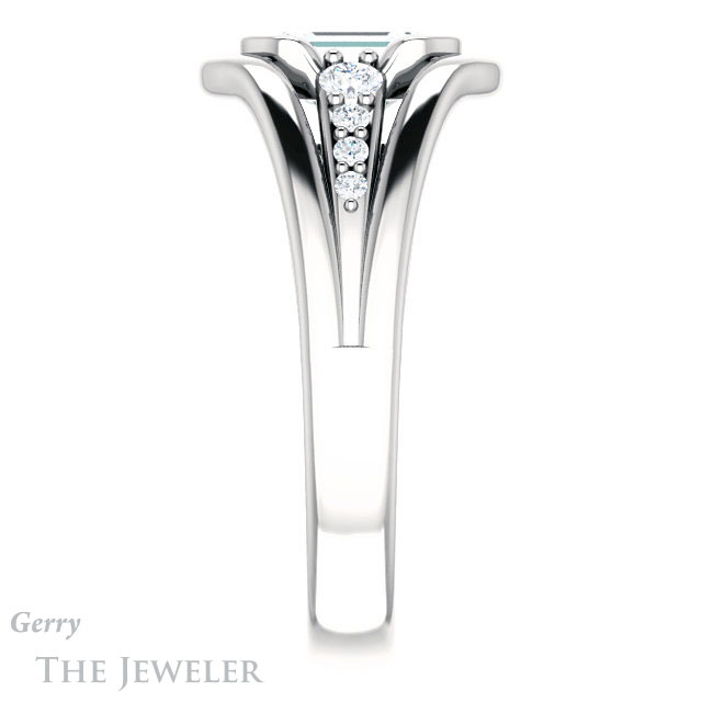 Emerald Cut Forever One Moissanite Engagement Ring #GTJ1063-emerald-fb-w 3 Emerald Cut Forever Brilliant Moissanite Engagement Ring #GTJ1063-emerald-fb-w