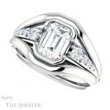 Emerald Cut Forever One Moissanite Engagement Ring #GTJ1063-emerald-fb-w 5 Emerald Cut Forever Brilliant Moissanite Engagement Ring #GTJ1063-emerald-fb-w
