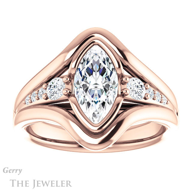 Marquise Cut Forever Brilliant Moissanite Engagement Ring #GTJ1063-marquise-fb-r