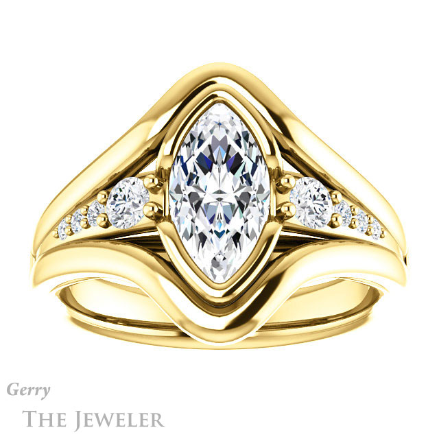 Marquise Cut Forever Brilliant Moissanite Engagement Ring #GTJ1063-marquise-fb-y