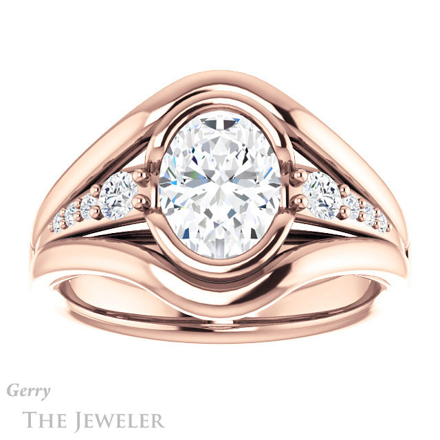 Oval Shaped Forever One Moissanite Engagement Ring #GTJ1063-oval-fo-r