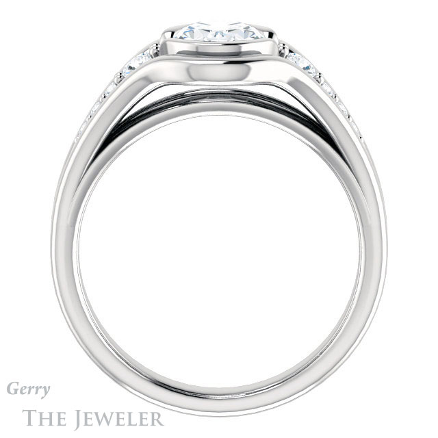 Oval Shaped Forever One Moissanite Engagement Ring #GTJ1063-oval-fo-w