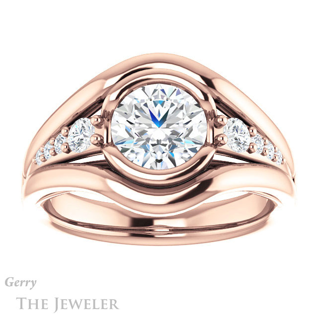 Round Cut Forever One Moissanite Engagement Ring #GTJ1063-round-fo-r