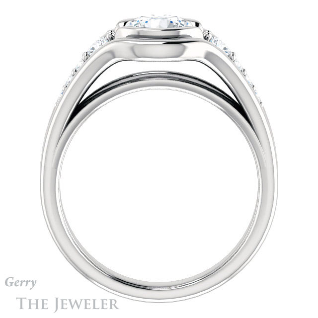 Round Cut Forever One Moissanite Engagement Ring #GTJ1063-round-fo-w