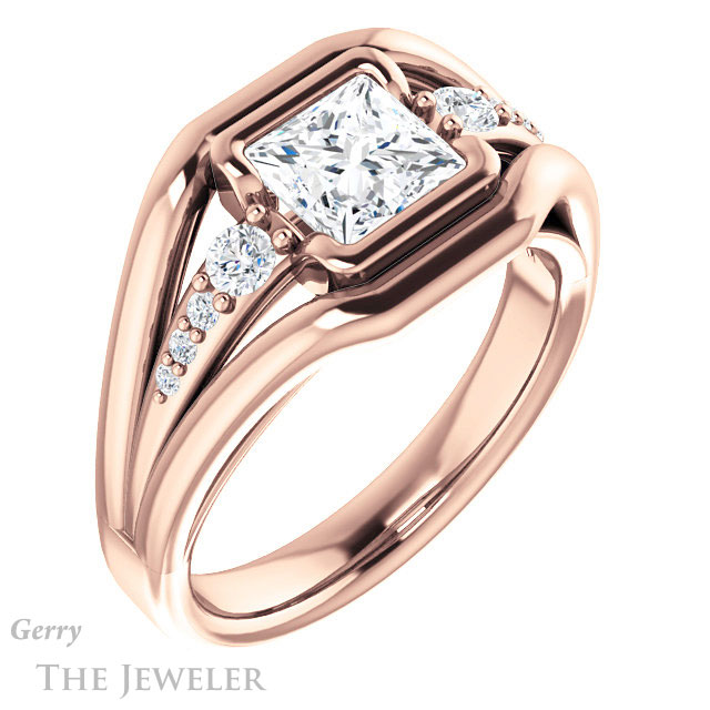 Princess Cut Forever One Moissanite Engagement Ring #GTJ1063-square-fo-r 4 Princess Cut Forever One Moissanite Engagement Ring #GTJ1063-square-fo-r