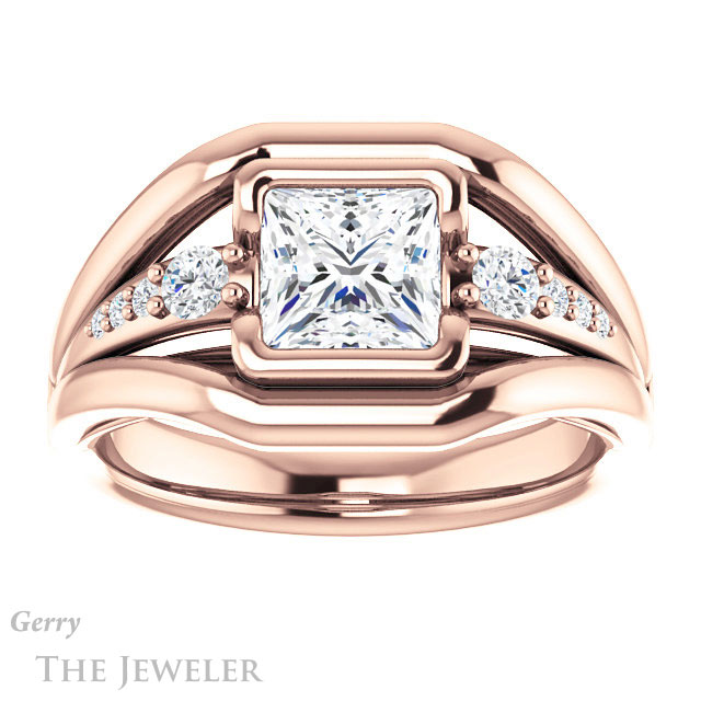 Princess Cut Forever One Moissanite Engagement Ring #GTJ1063-square-fo-r