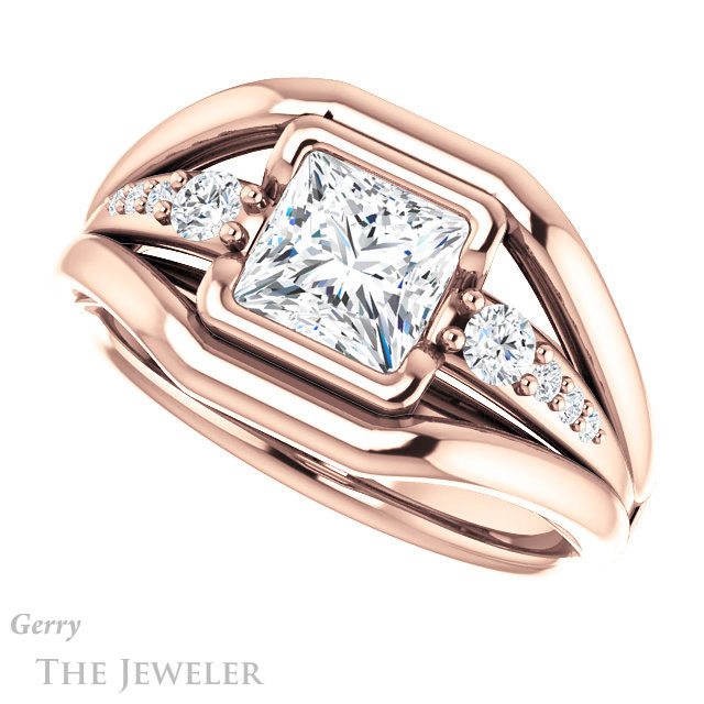 Princess Cut Forever One Moissanite Engagement Ring #GTJ1063-square-fo-r 5 Princess Cut Forever One Moissanite Engagement Ring #GTJ1063-square-fo-r