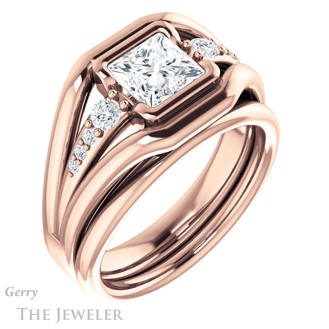 Princess Cut Forever One Moissanite Engagement Ring #GTJ1063-square-fo-r 6 Princess Cut Forever One Moissanite Engagement Ring #GTJ1063-square-fo-r