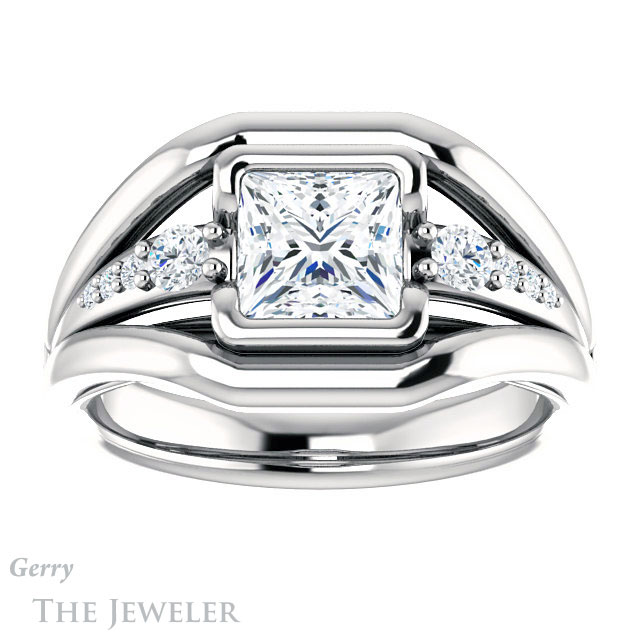 Princess Cut Forever One Moissanite Engagement Ring #GTJ1063-square-fo-w