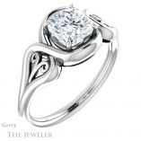Cushion Cut Forever One Moissanite Engagement Ring #GTJ1064-cushion-fo-w 4 Cushion Cut Forever One Moissanite Engagement Ring #GTJ1064-cushion-fo-w
