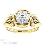 Cushion Cut Forever One Moissanite Engagement Ring #GTJ1064-cushion-fo-y 1 Cushion Cut Forever One Moissanite Engagement Ring #GTJ1064-cushion-fo-y