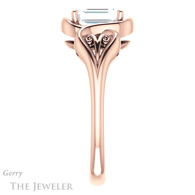 Emerald Cut Forever One Moissanite Engagement Ring #GTJ1064-emerald-fb-r 3 Emerald Cut Forever Brilliant Moissanite Engagement Ring #GTJ1064-emerald-fb-r