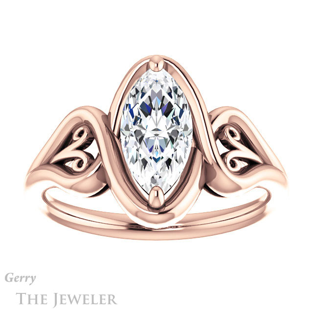 Marquise Cut Forever Brilliant Moissanite Engagement Ring #GTJ1064-marquise-fb-r