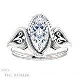 Marquise Cut Forever One Moissanite Engagement Ring #GTJ1064-marquise-fb-w 1 Marquise Cut Forever Brilliant Moissanite Engagement Ring #GTJ1064-marquise-fb-w