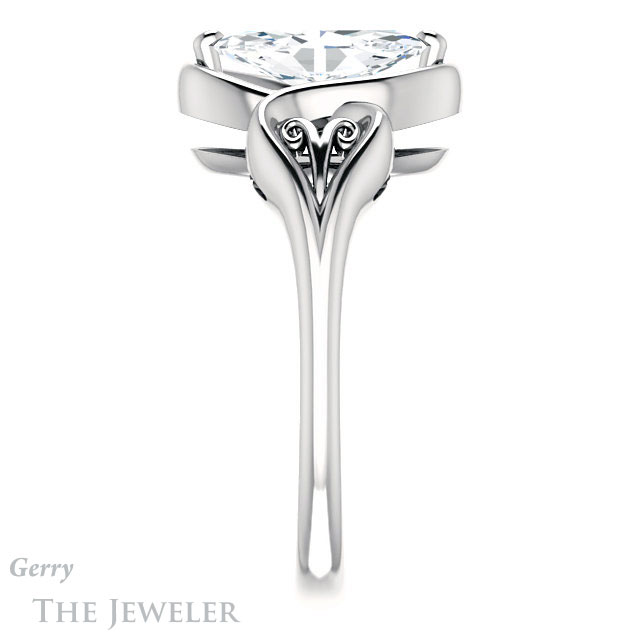 Marquise Cut Forever One Moissanite Engagement Ring #GTJ1064-marquise-fb-w 3 Marquise Cut Forever Brilliant Moissanite Engagement Ring #GTJ1064-marquise-fb-w