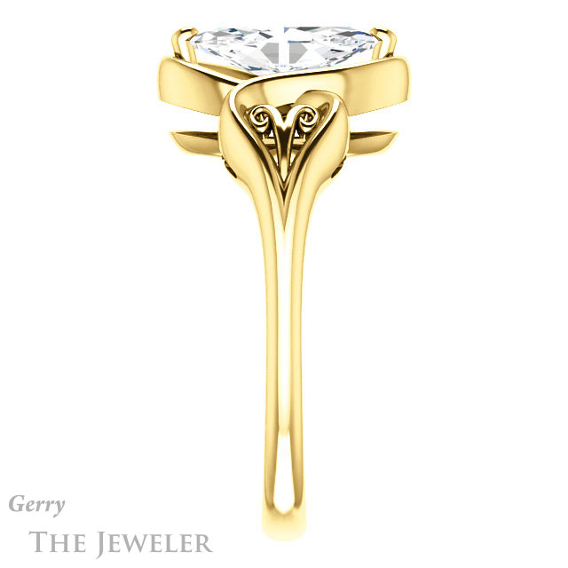 Marquise Cut Forever One Moissanite Engagement Ring #GTJ1064-marquise-fb-y 3 Marquise Cut Forever Brilliant Moissanite Engagement Ring #GTJ1064-marquise-fb-y