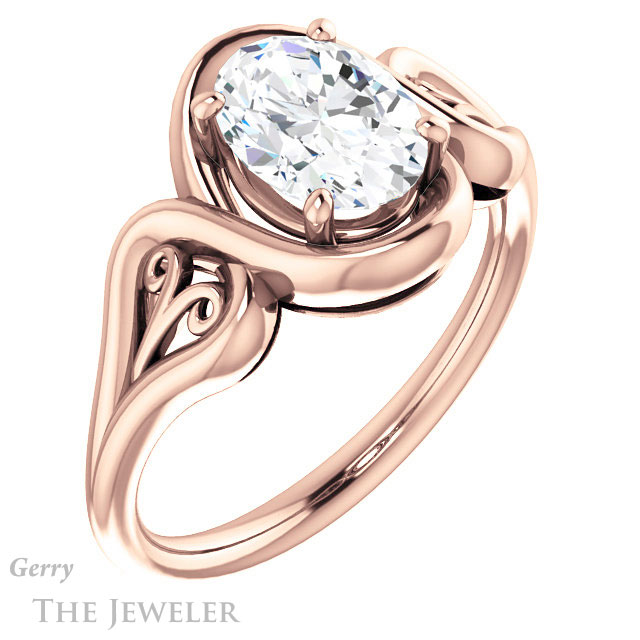 Oval Shaped Forever One Moissanite Engagement Ring #GTJ1064-oval-fo-r 4 Oval Shaped Forever One Moissanite Engagement Ring #GTJ1064-oval-fo-r