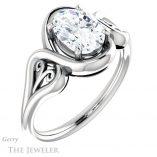 Oval Shaped Forever One Moissanite Engagement Ring #GTJ1064-oval-fo-w 4 Oval Shaped Forever One Moissanite Engagement Ring #GTJ1064-oval-fo-w
