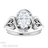 Oval Shaped Forever One Moissanite Engagement Ring #GTJ1064-oval-fo-w 1 Oval Shaped Forever One Moissanite Engagement Ring #GTJ1064-oval-fo-w