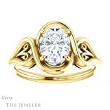 Oval Shaped Forever One Moissanite Engagement Ring #GTJ1064-oval-fo-y