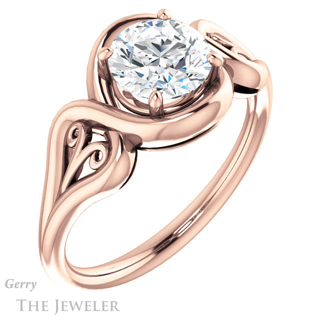 Round Cut Forever One Moissanite Engagement Ring #GTJ1064-round-fo-r 4 Round Cut Forever One Moissanite Engagement Ring #GTJ1064-round-fo-r
