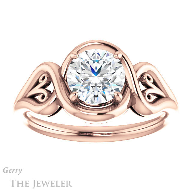 Round Cut Forever One Moissanite Engagement Ring #GTJ1064-round-fo-r 1 Round Cut Forever One Moissanite Engagement Ring #GTJ1064-round-fo-r
