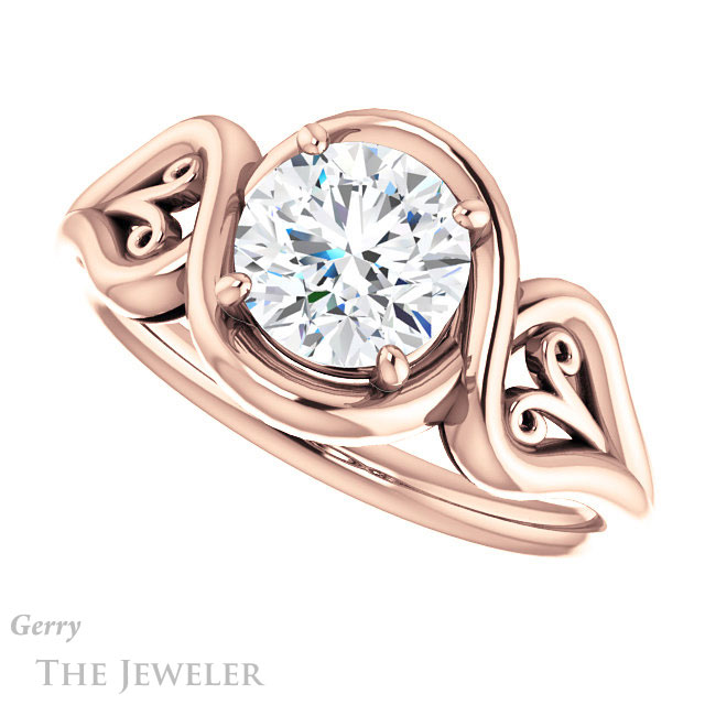 Round Cut Forever One Moissanite Engagement Ring #GTJ1064-round-fo-r 5 Round Cut Forever One Moissanite Engagement Ring #GTJ1064-round-fo-r